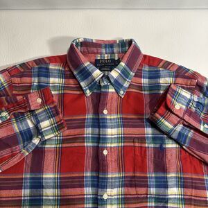 Polo Ralph Lauren Classic Fit Performance Flannel Shirt XL Red Plaid Button Down
